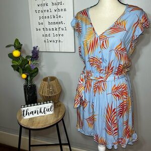 Cupshe Swim Cover-Up Blue and Orange Leaf Pattern NWT Size M
